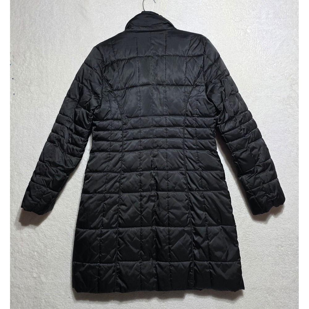 Apt 9 Women's Black Quilted Puffer Coat Longline Snap Button Mock Neck Jacket M - Picture 2 of 15